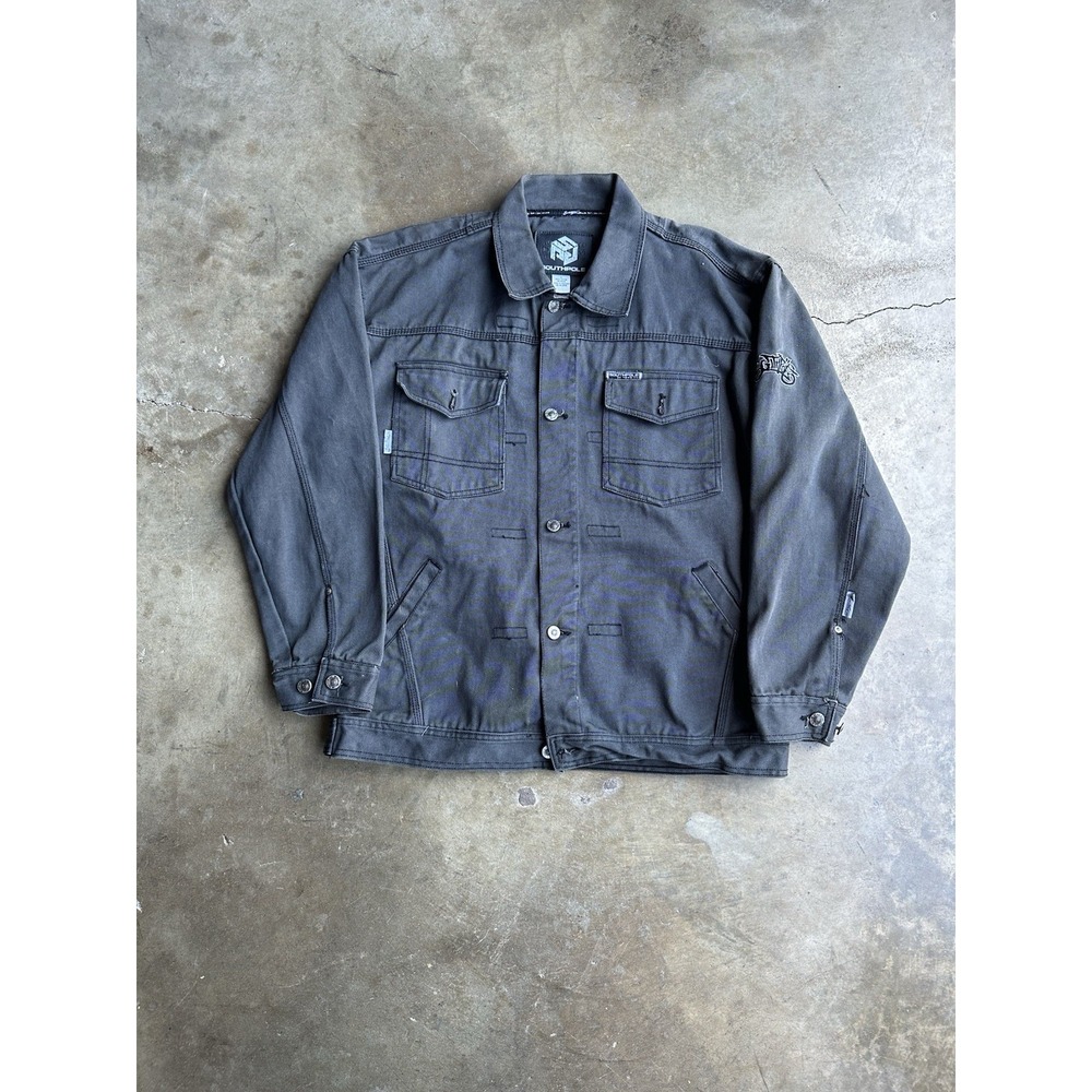 Vintage 2000s Dark Grey Southpole Denim Trucker Jacket Size Large‎